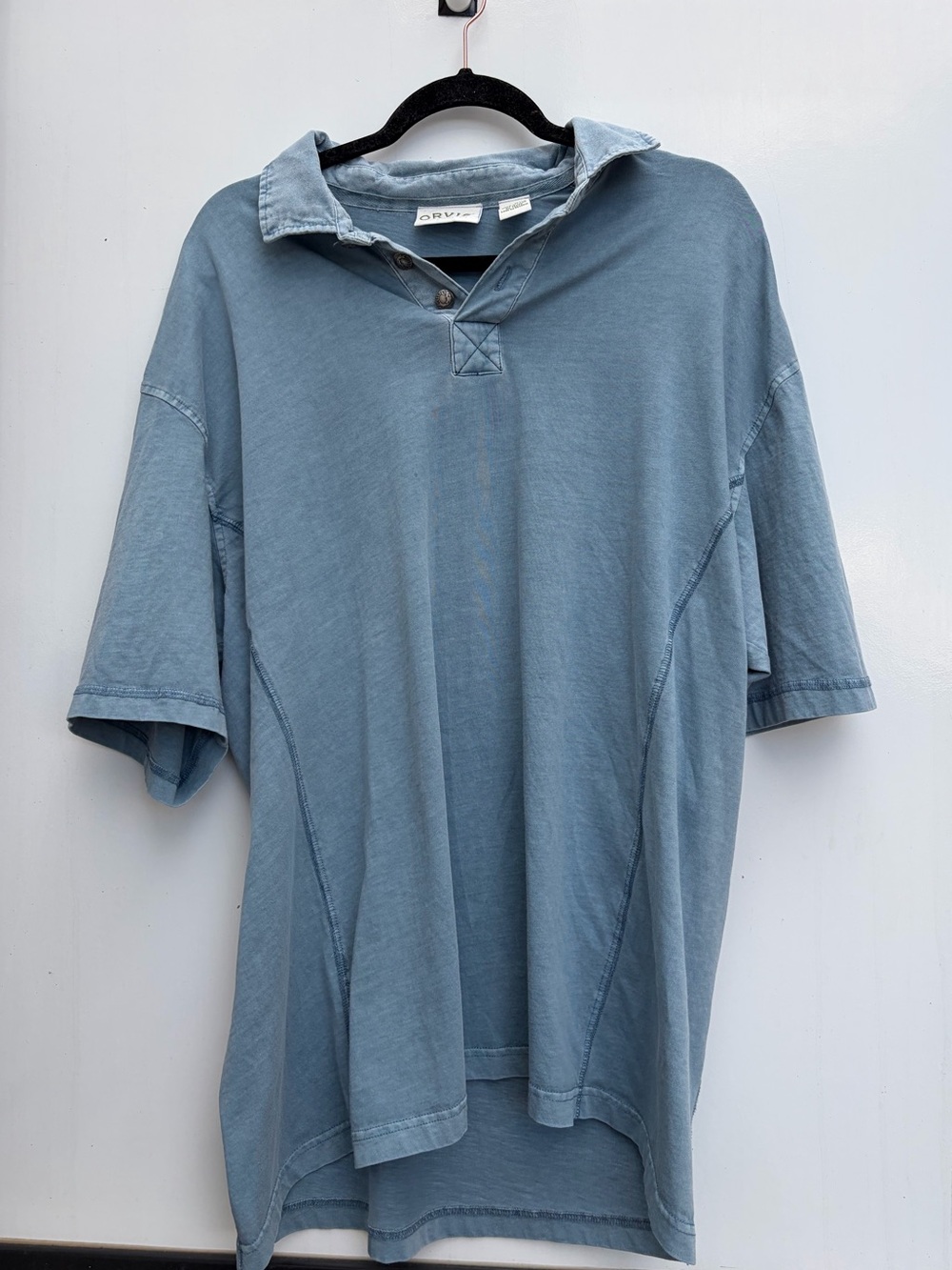 Orvis Men’s XL Blue Chambray Shirt 100% Cotton Coastal Preppy Outdoorsy Polo